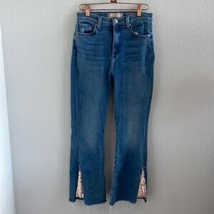 7 For All Mankind Luxe Vintage High Waist Slim Kick Sequined Jeans 27